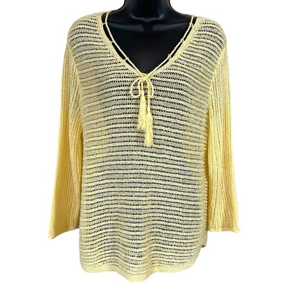 Chicos Canary Yellow Loose Open Knit Sweater - Picture 9 of 9